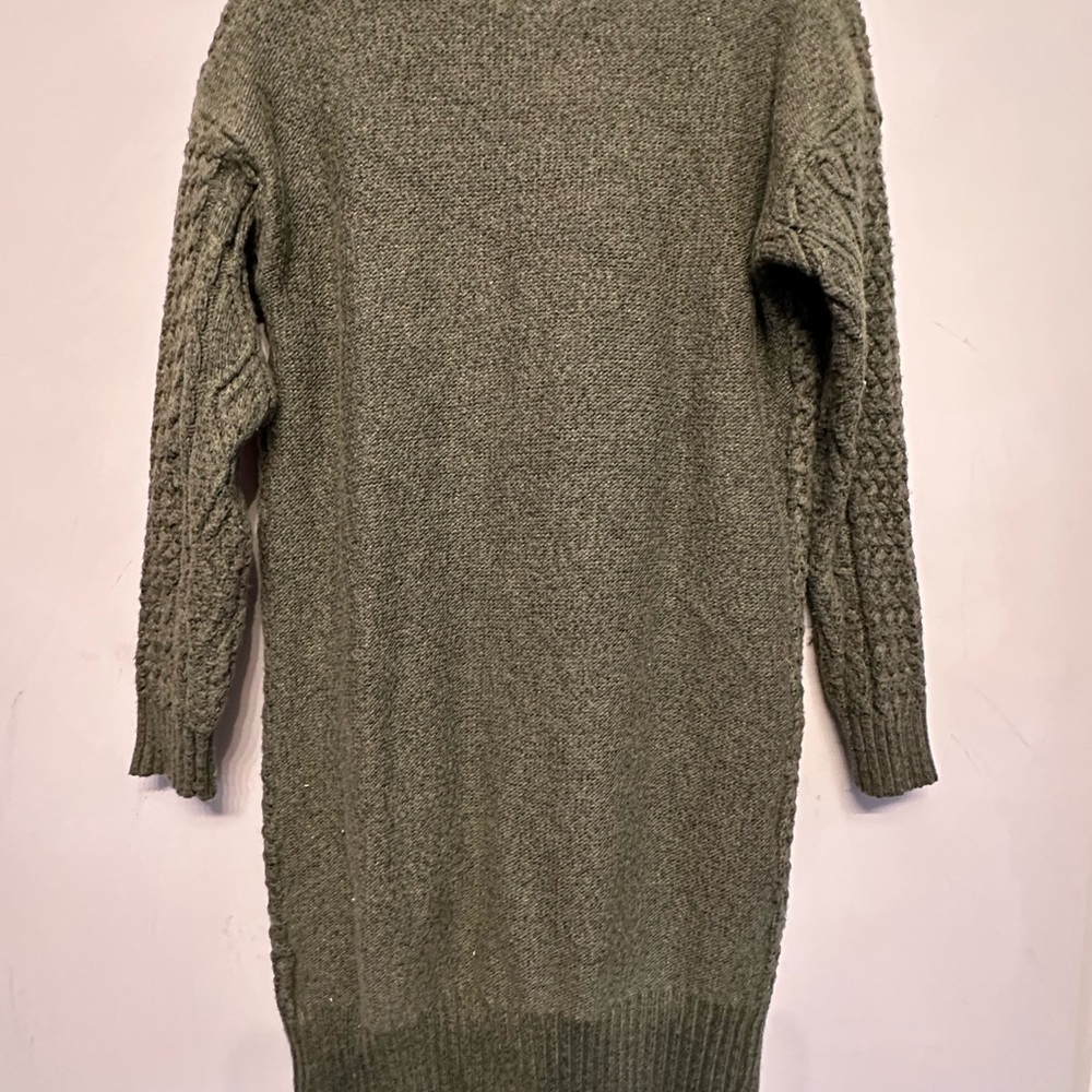 Tahari Olive Cable Knit Open Long Cardigan Size Small - Picture 5 of 6